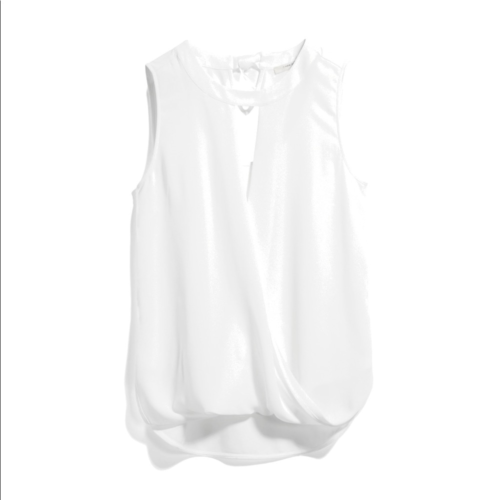41 Hawthorne Sheer White Mix Material Top